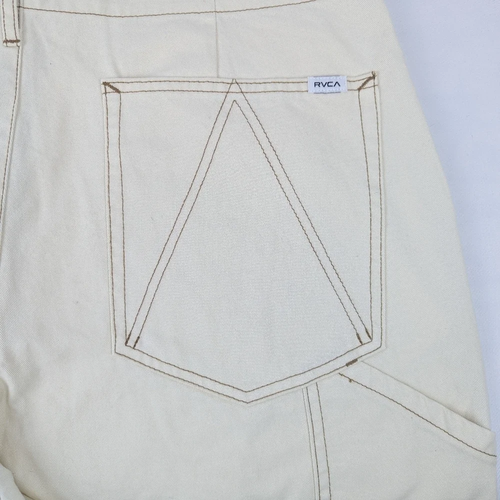 RVCA Back Bay Pant Relaxed Wide Leg Chino Utility 100% Cotton Latte 31 NWT